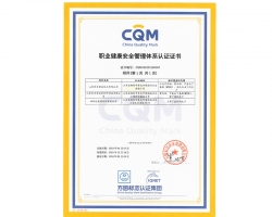 職業(yè)健康安全管理體系中文版附件證書